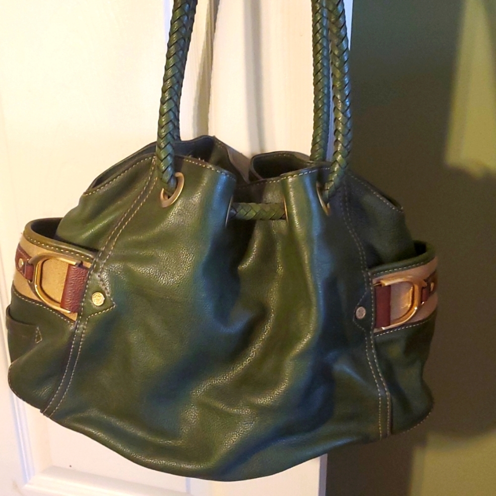 Cole Haan braided double strap leather handbag